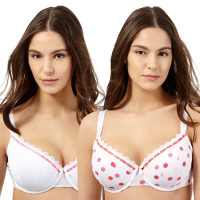 Gorgeous DD+ Pack of two white printed t-shirt bras